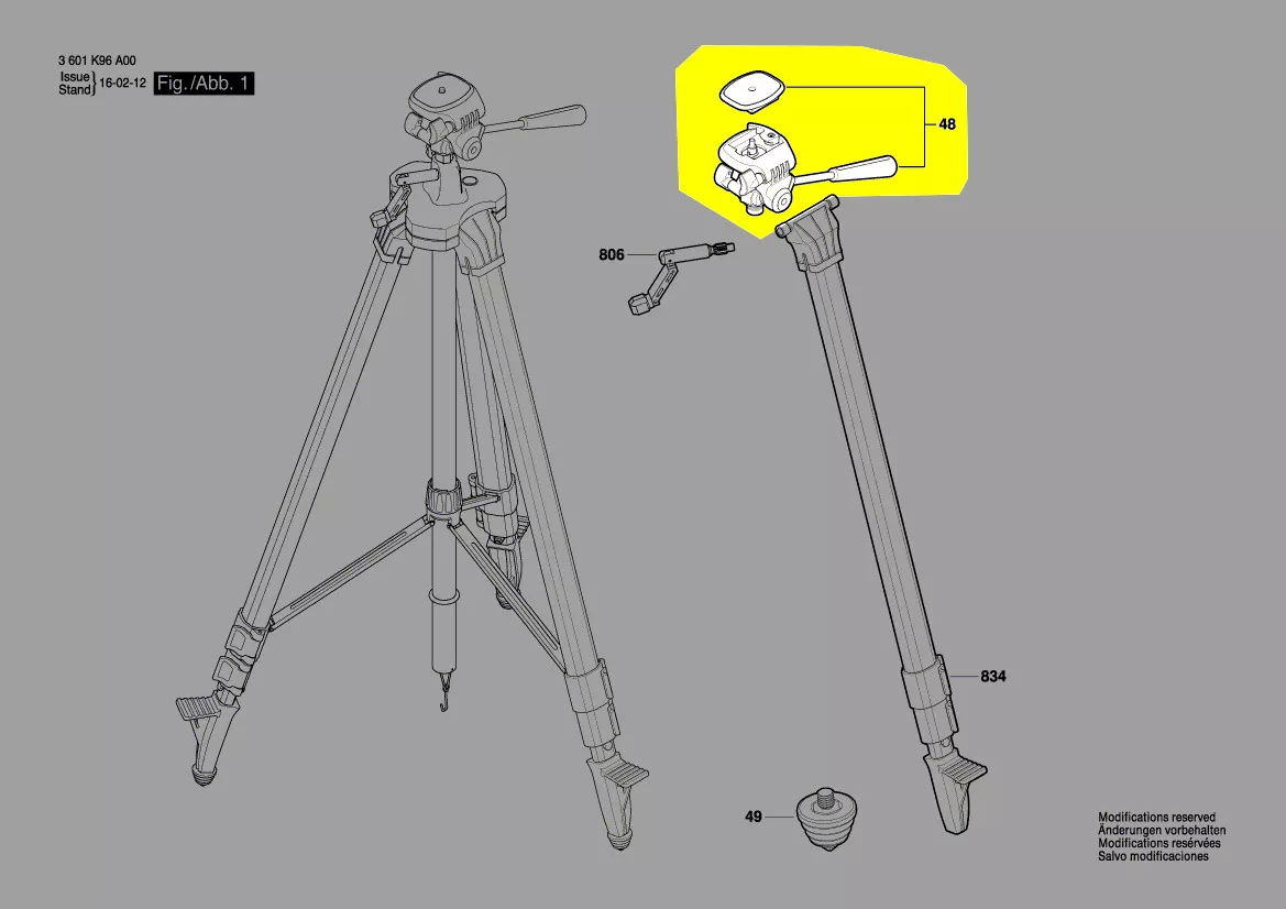 tête orientable pour trépied BT 250 Bosch